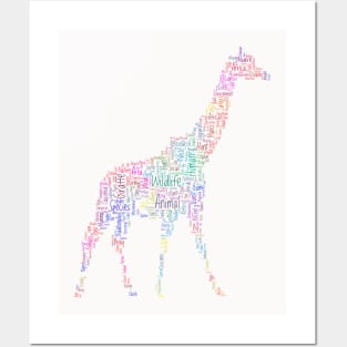 Giraffe Africa Silhouette Shape Text Word Cloud Posters and Art